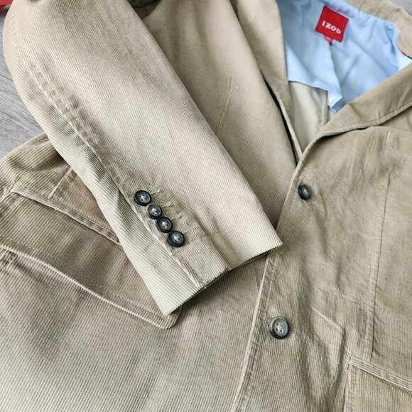 Izod Mens XL Corduroy Blazer Jacket Cedarwood Khaki Tan New With Tags - Picture 16 of 16
